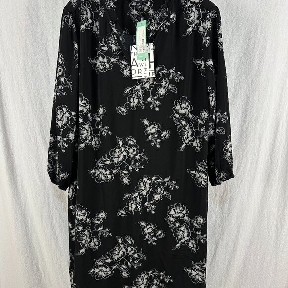 41 Hawthorn Black Dress Womens Petite XL Long Sleeve Office Career Floral NWT - Picture 1 of 7